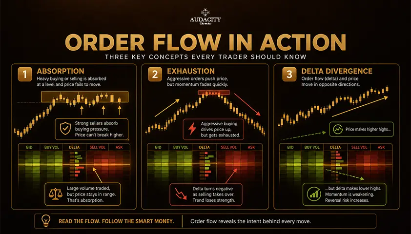 Absorption, Exhaustion and Delta Divergence Explained
