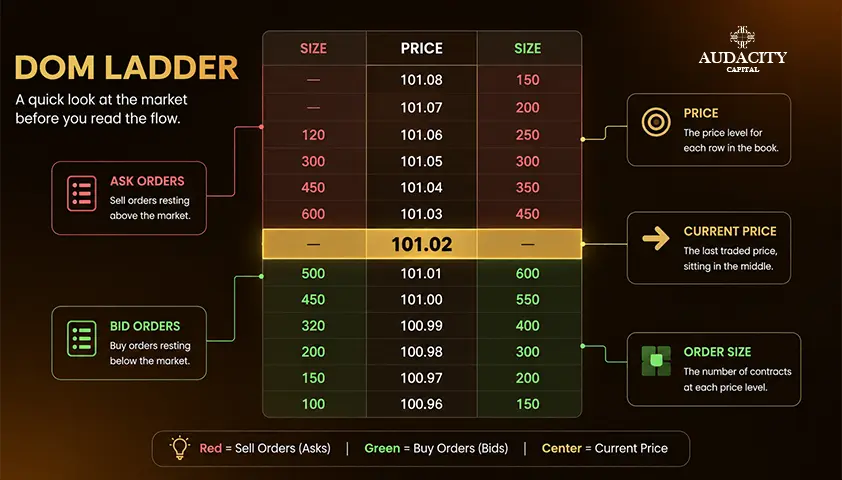 Anatomy of a DOM: Price, Bid, Ask and Order Size
