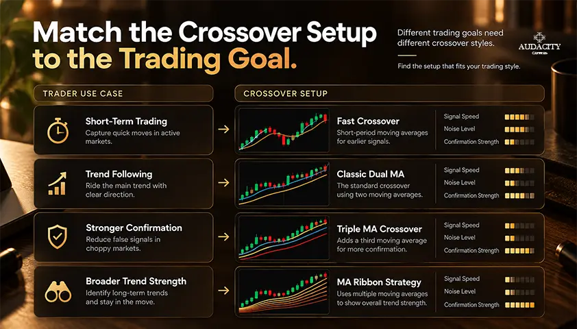 Which Moving Average Crossover Strategy Fits Which Use Case