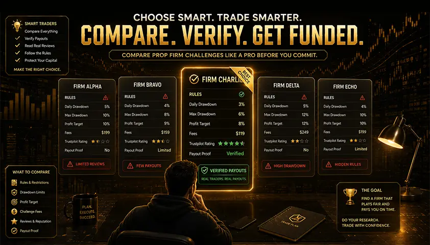 comparing multiple prop firm challenge cards